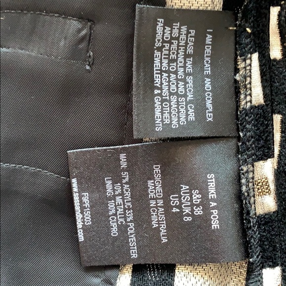 Sass & Bide “Strike A Pose” Black/Metallic Gold Shorts with pockets US Size 4 - Picture 6 of 15